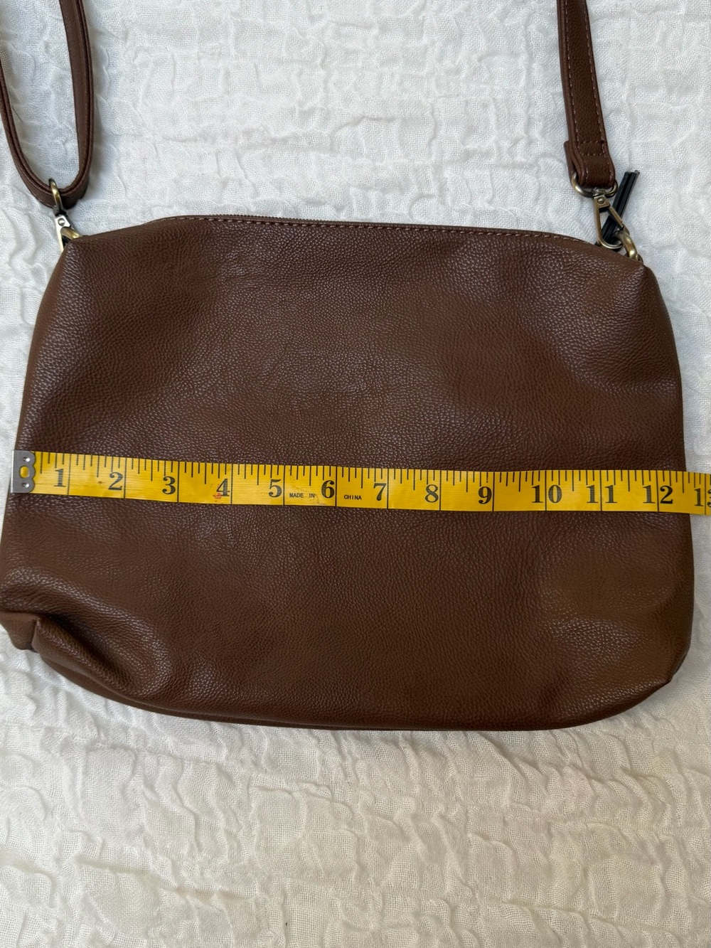Joy Susan Vegan Brown Leather Crossbody Purse - Picture 9 of 14